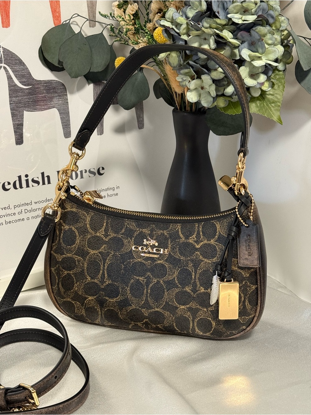 Coach Teri Shoulder Bag Loved Signature Canvas With Charms CDY18